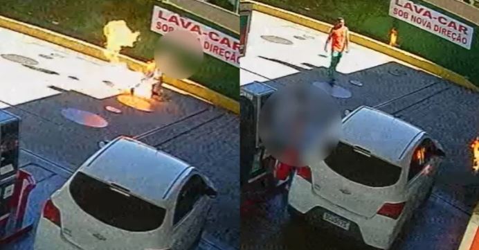Frentista ateia fogo em cliente durante discussão em posto; vídeo
