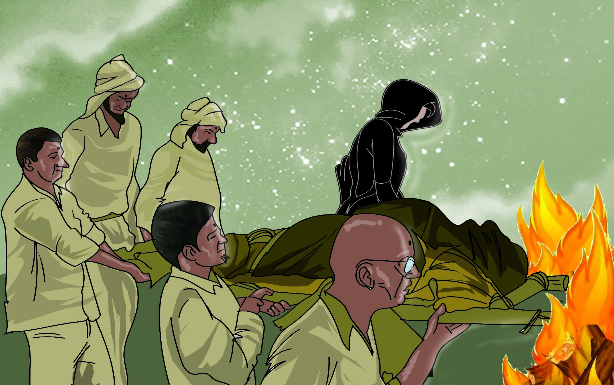  Cerimônia de queima das viúvas na Índia é mantida em algumas tribos