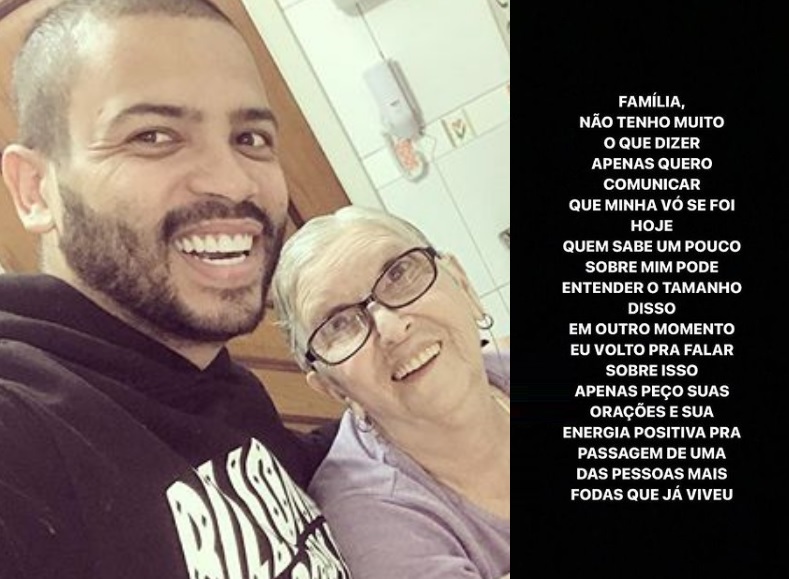 Projota lamenta morte da avó, que o criou após morte da mãe 