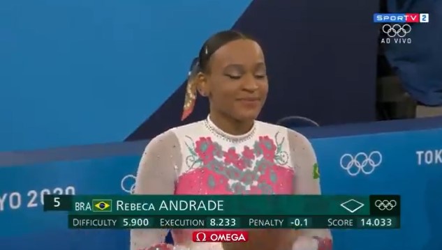Rebeca Andrade fica em 5º lugar na final do solo nas Olimpíadas