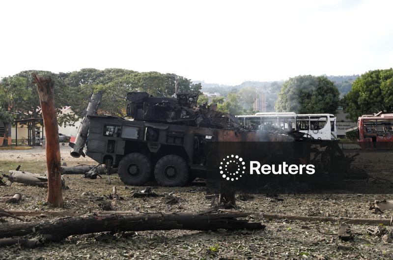 Unidade antiaérea destruída na base aérea militar de La Carlota em Caracas