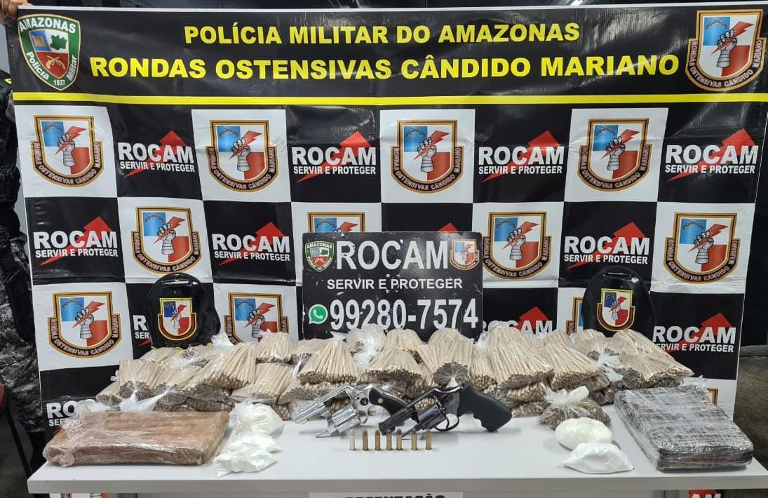 Homem é preso com armas, munições e drogas em casa de Manaus 