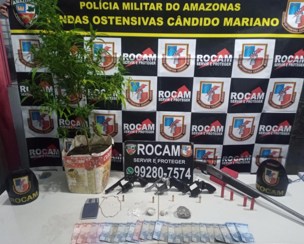 Dupla é presa com armas de fogo e pé de maconha no Amazonas 