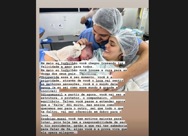 Nasce sobrinho de Rodrigo Mussi enquanto ex-BBB segue na UTI