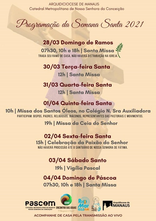 Covid: Arquidiocese anuncia programação especial da Semana Santa em Manaus