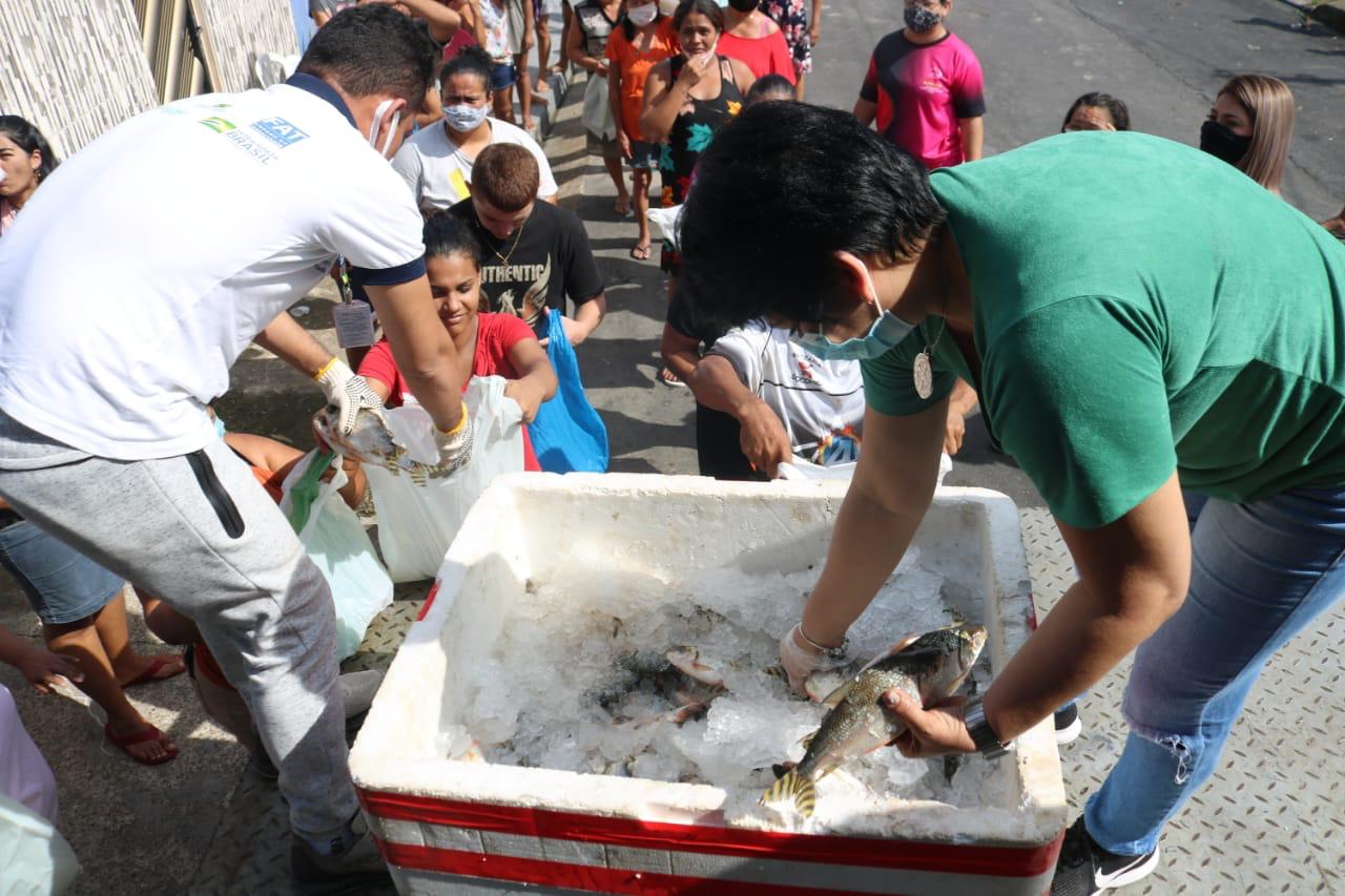 Ação distribui 21 toneladas de peixes em Manaus e Presidente Figueiredo