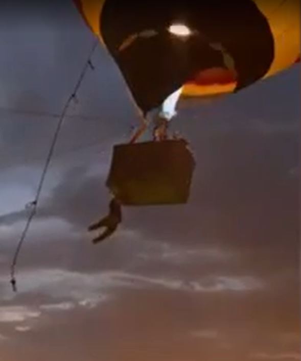 Assistente de piloto despenca de balão ao ser arrastado por rajada de vento