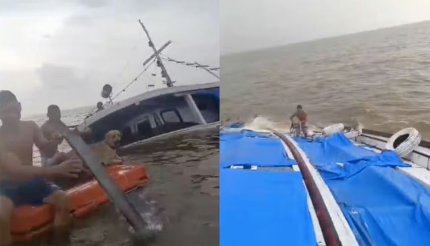 Seis tripulantes e cachorro ficam à deriva após barco naufragar no Pará