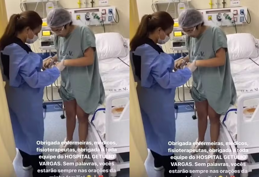 Kamila Simioni mostra sobrinha no hospital após ser baleada no Rio