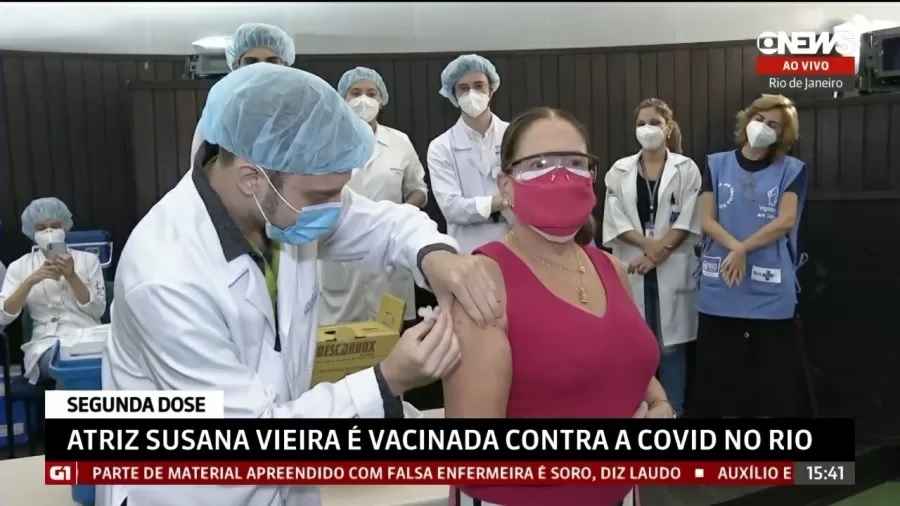 Susana Vieira toma 2ª dose e dispara: ‘quem nega vacina não merece viver’