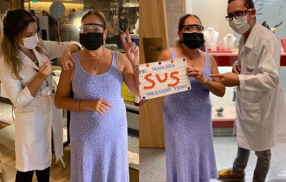 Susana Vieira recebe 3ª dose da vacina contra a covid-19