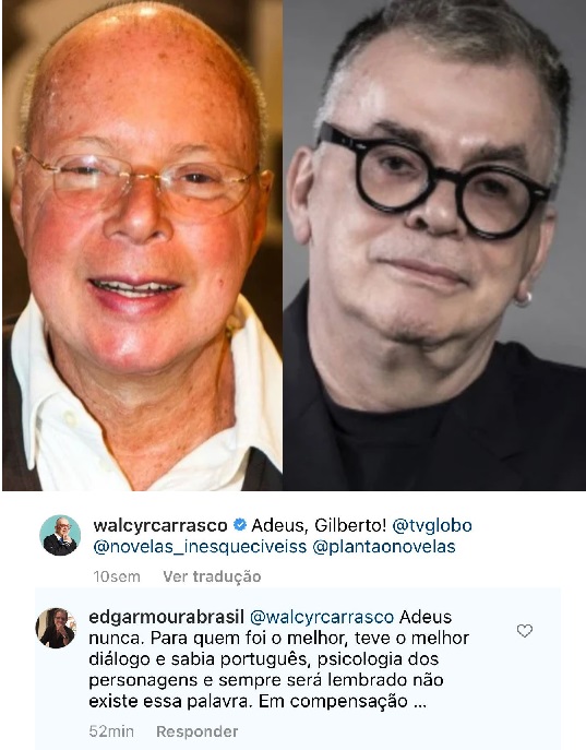 Viúvo de Gilberto Braga detona Walcyr Carrasco em post de falecimento do autor