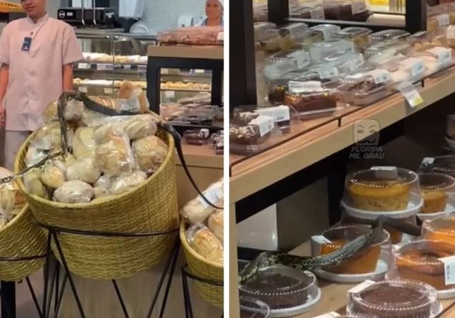 Cobra é flagrada passeando entre pães e bolos de supermercado