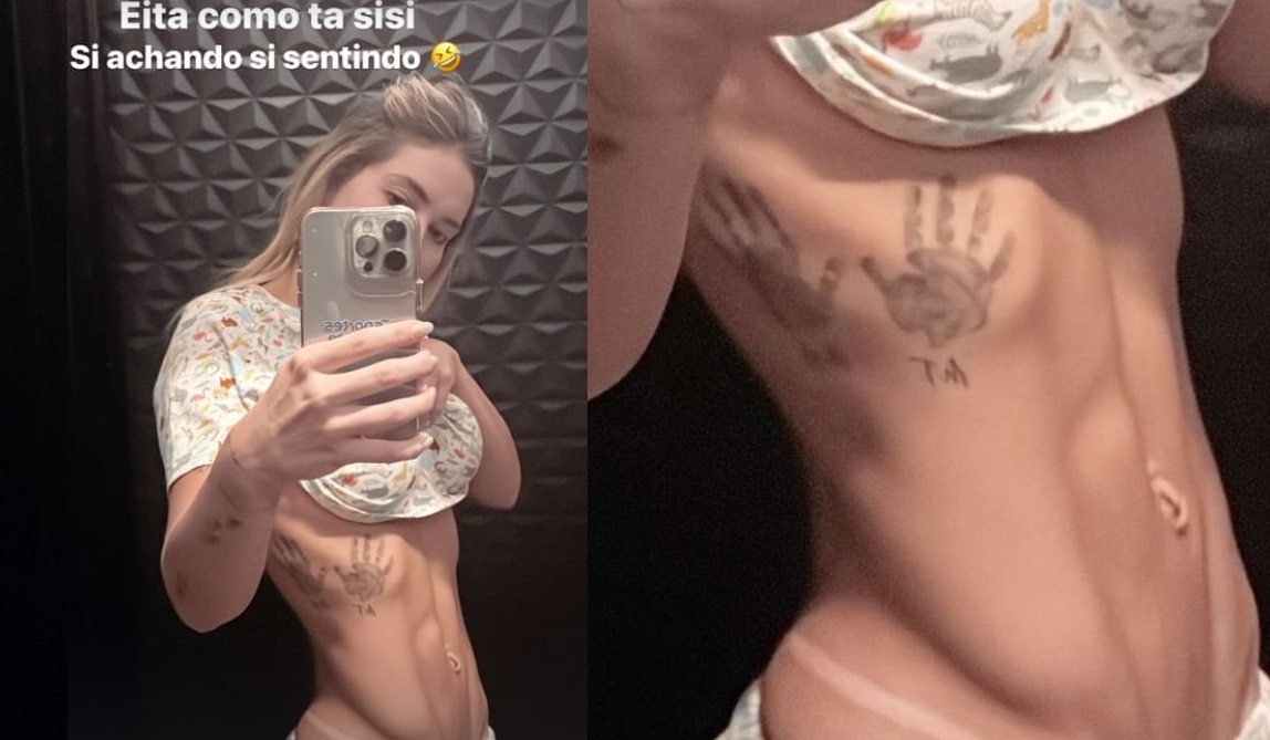 Virgínia Fonseca levanta camisa e mostra 'tanquinho': 'me achando'