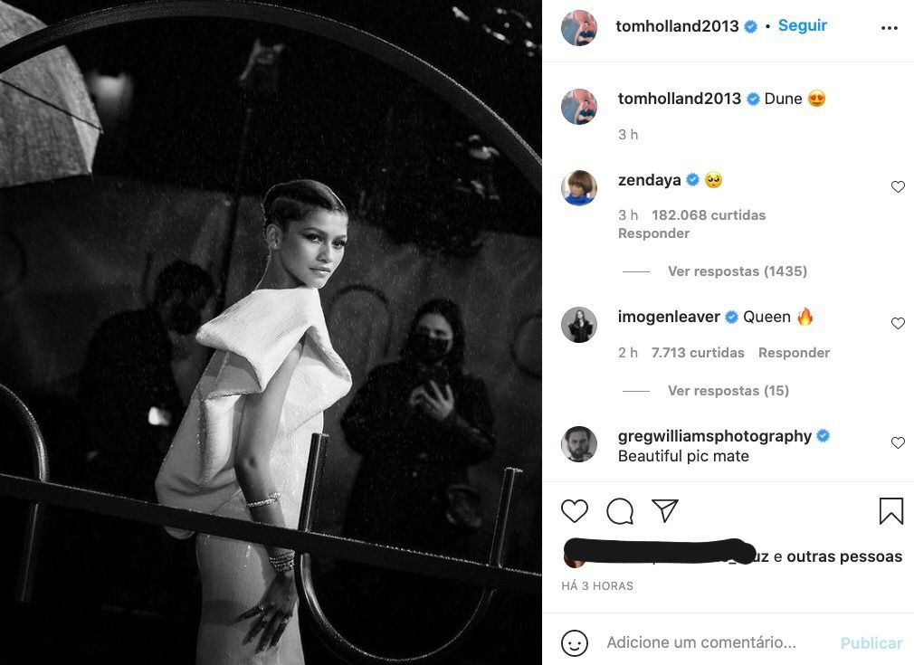 Tom Holland publica foto de Zendaya e fãs vão à loucura 