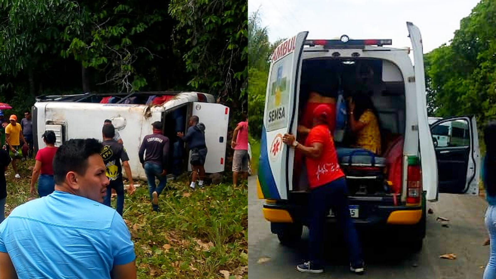 Micro-ônibus capota após pneu estourar no Amazonas; vídeo