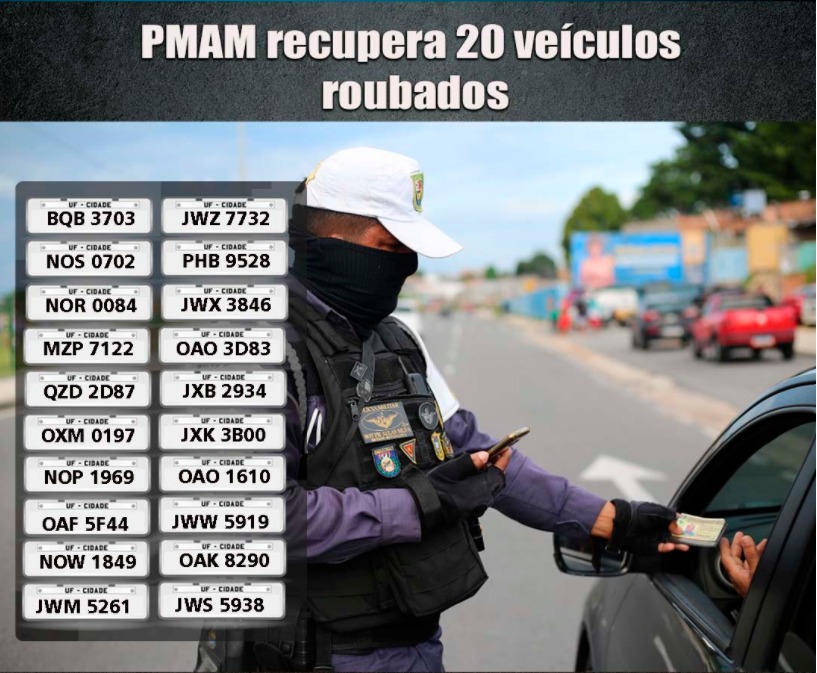 Polícia recupera 20 veículos roubados durante fim de semana em Manaus