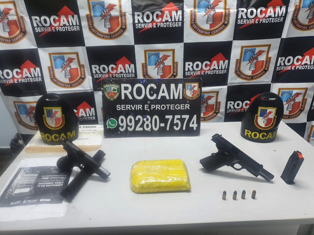 Trio é preso com pistolas e drogas escondidas em Manaus