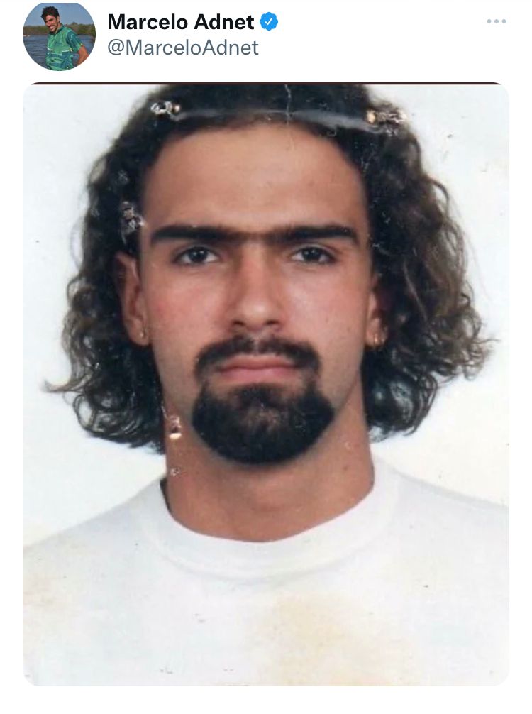 Adnet posta foto antiga de Tadeu Schmidt com ‘monocelha’ e surpreende fãs