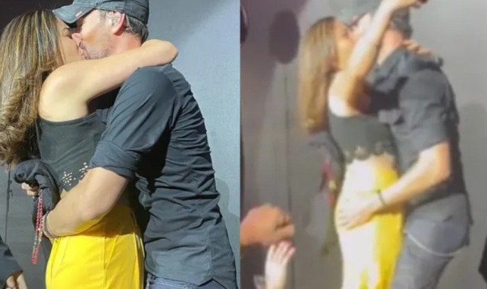Enrique Iglesias dá beijão em fã e internautas questionam: ‘e a esposa?’ 