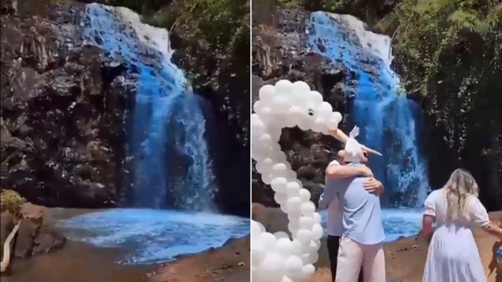 Familiar que tingiu cachoeira em Chá Revelação é multado em R$ 10 mil