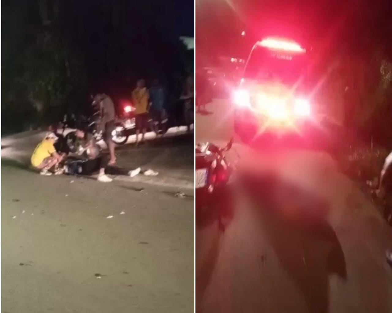 Homem agoniza no meio da rua após acidente com motociclista em Manaus