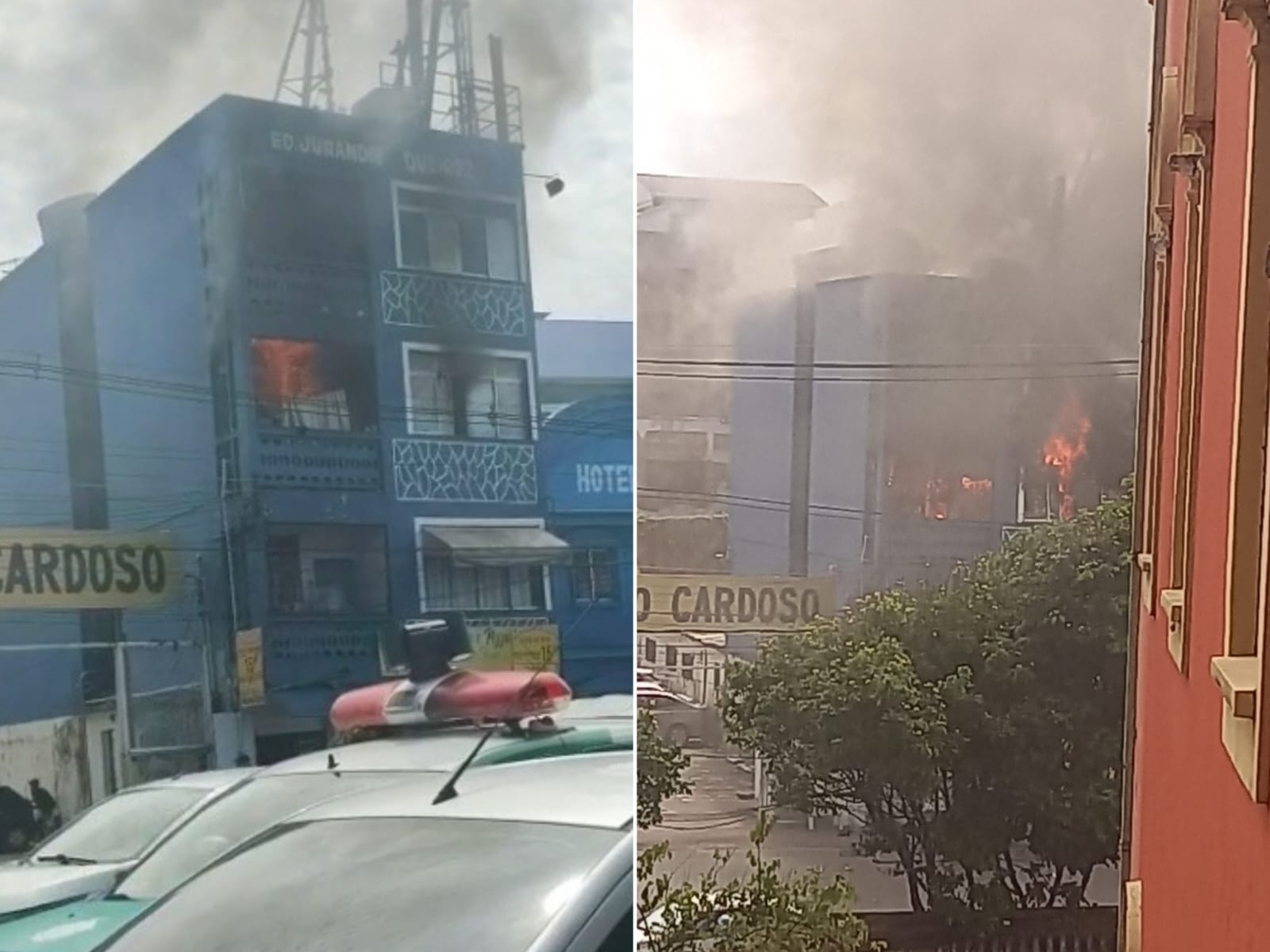 Apartamento é tomado por fogo em prédio no Centro de Manaus; vídeos