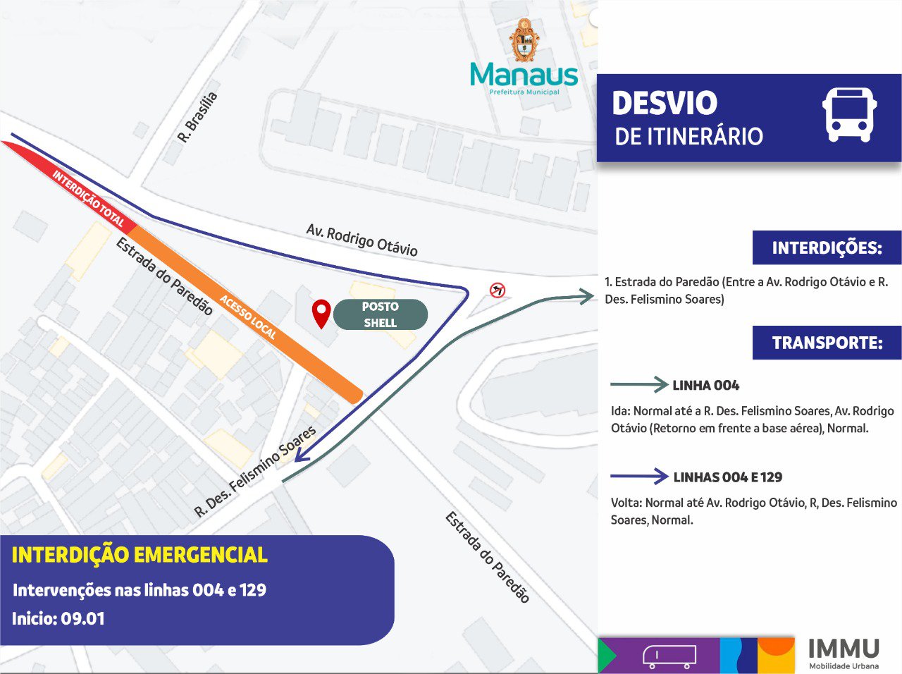 Alteração em itinerário de linhas de ônibus começa hoje em Manaus; confira