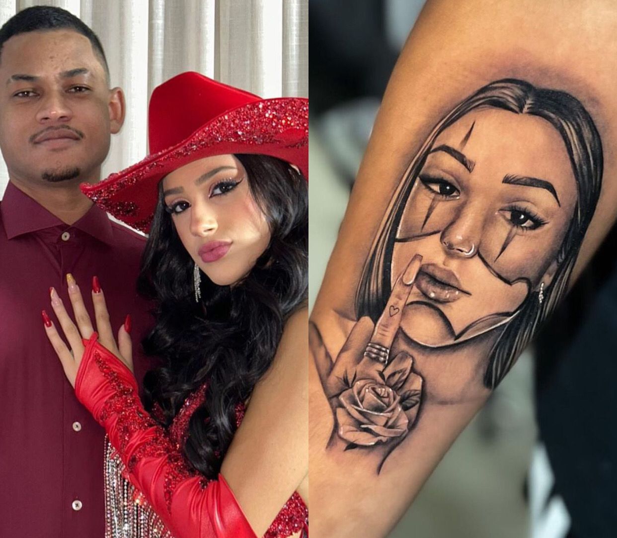 Noivo de Bia Miranda tatua rosto da neta de Gretchen; veja como ficou