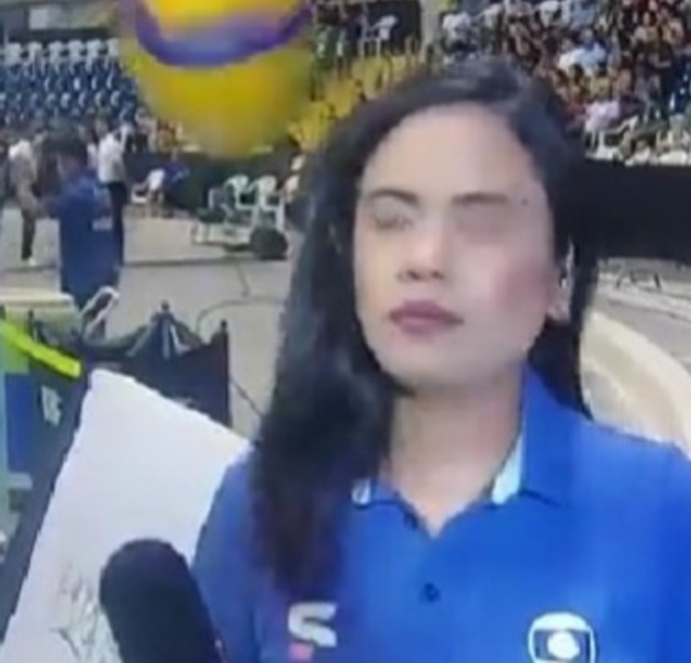 Repórter da Globo leva bolada durante aquecimento de jogo de vôlei