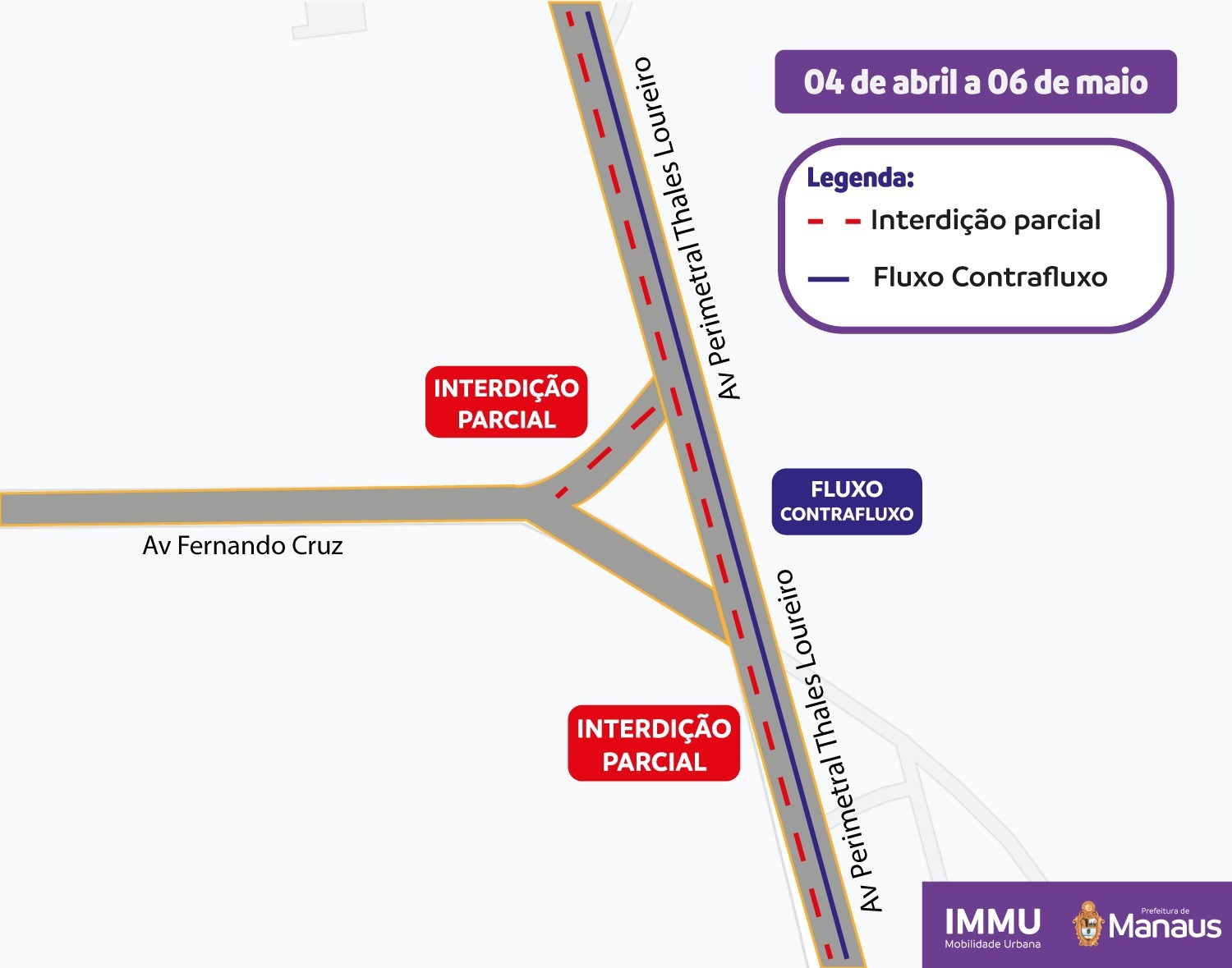Obra interdita trecho de avenida por dois dias e altera trânsito em Manaus