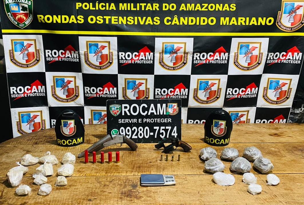 Homem é preso com armas e drogas no Cacau Pirêra no Amazonas