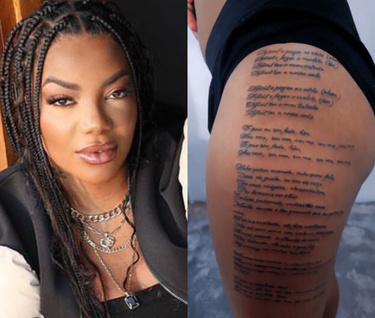  Fã de Ludmilla surpreende ao tatuar letra completa de música na coxa