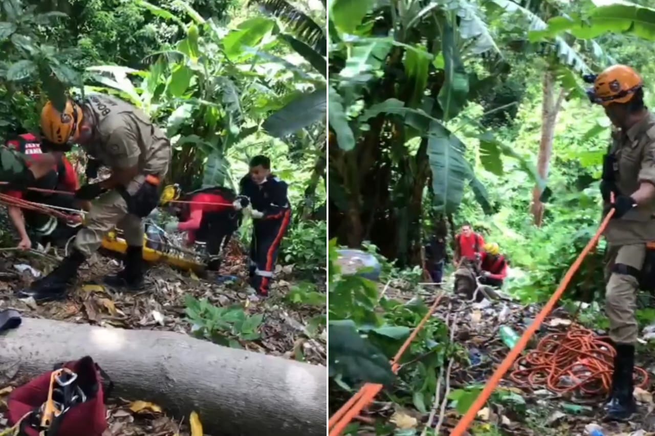 Homem é resgatado após despencar de barranco de 15 metros em Manaus