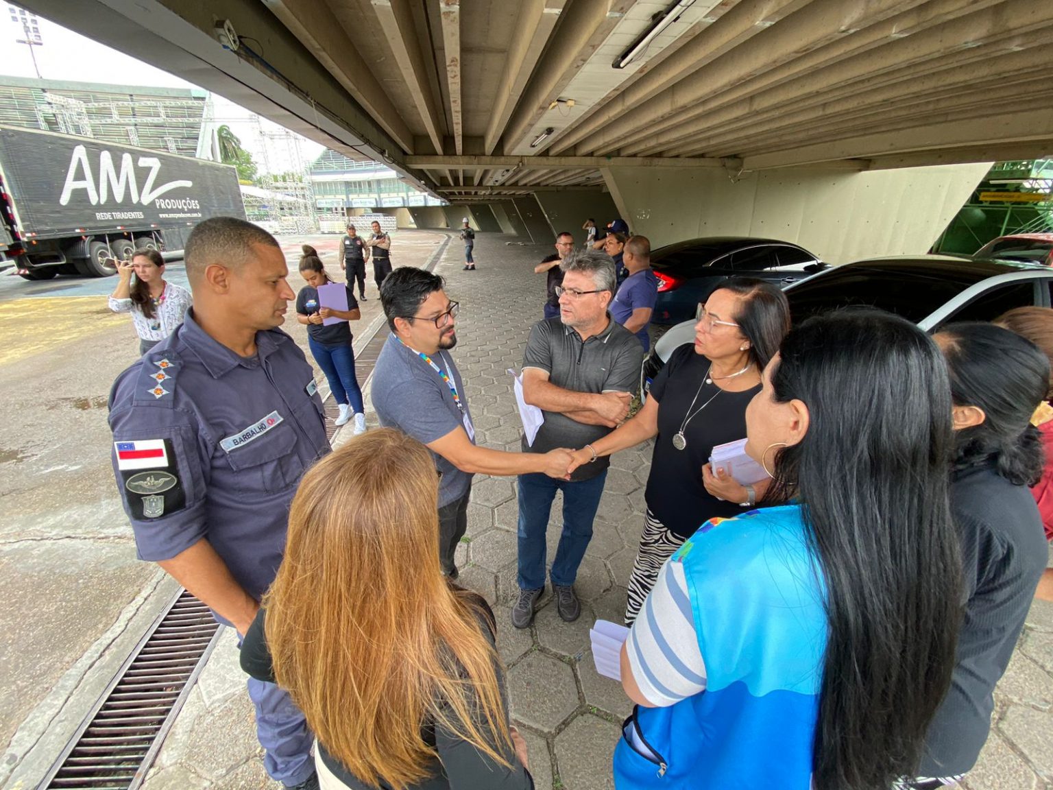 Visita técnica é realizada no Sambódromo para alinhamento do Boi Manaus