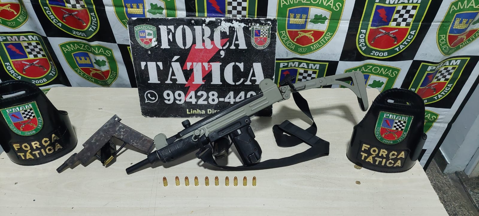 Polícia apreende submetralhadora após guerra de facções em Manaus