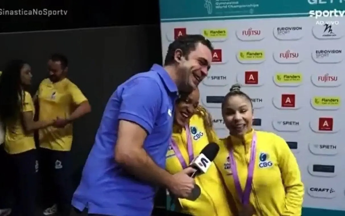 Repórter da Globo chora com medalhas de Rebeca Andrade e Flávia Saraiva