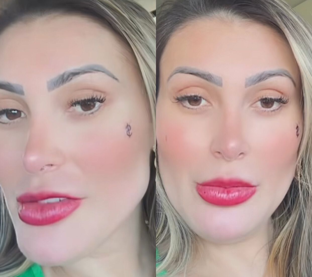 Andressa Urach faz tatuagem no rosto e explica motivo 
