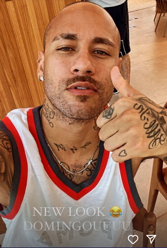 Neymar divulga foto com visual careca: 'New look' 