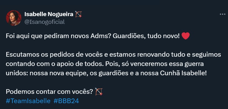 Equipe de Isabelle anuncia novos ADMs: 'Escutamos os pedidos'