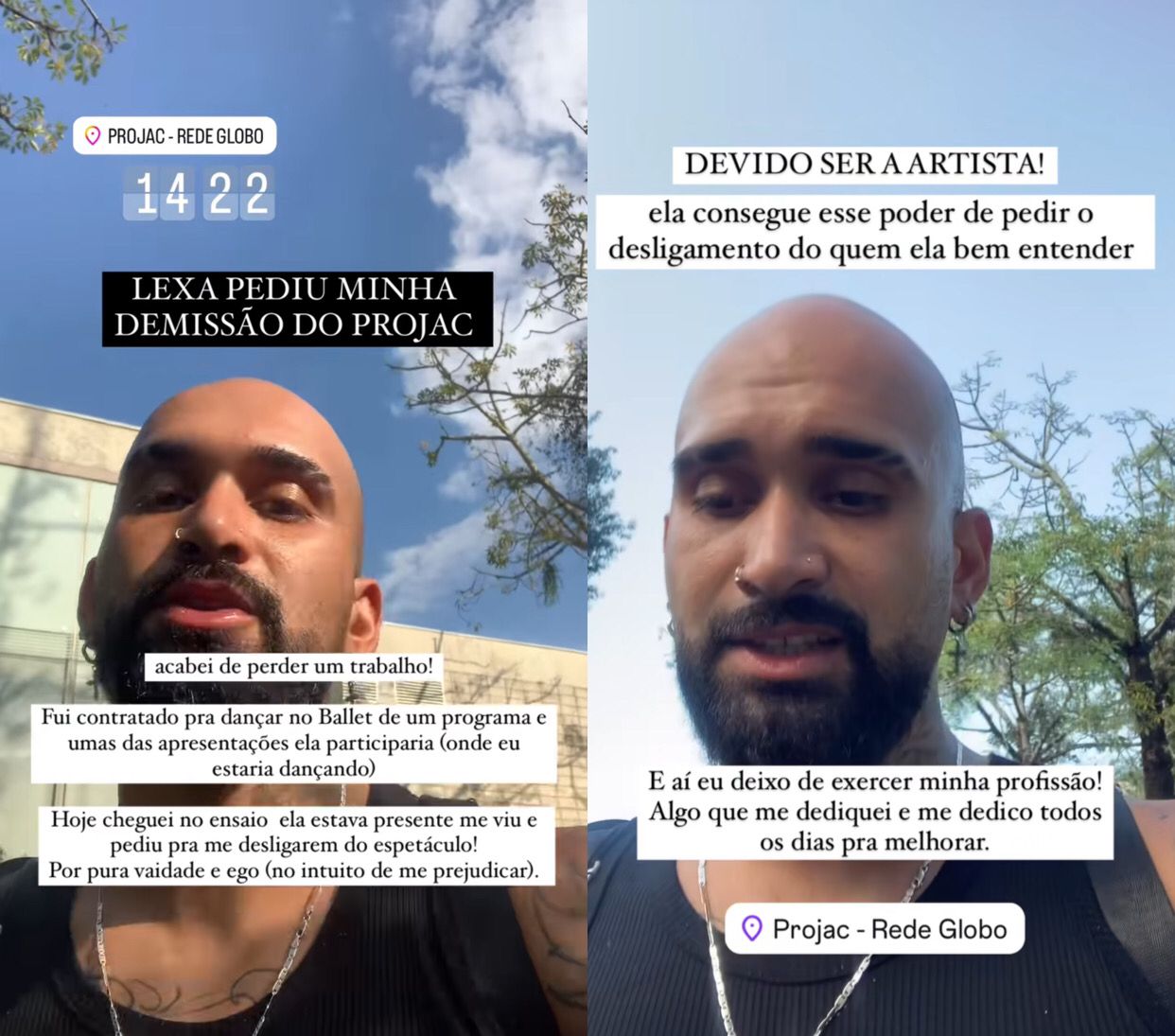 Dançarino acusa Lexa de pedir sua demissão na Globo; cantora se defende