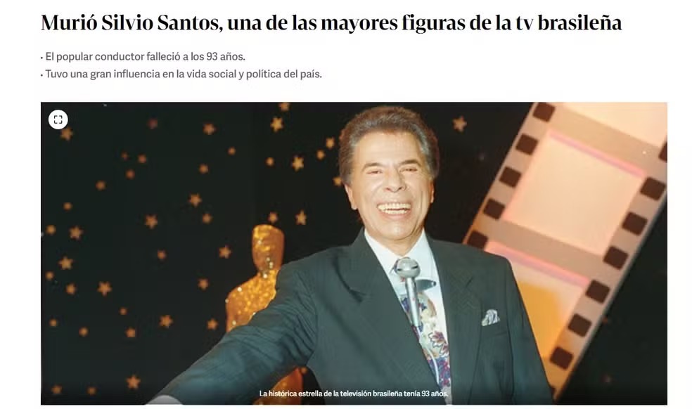 Imprensa internacional repercute morte de Silvio Santos