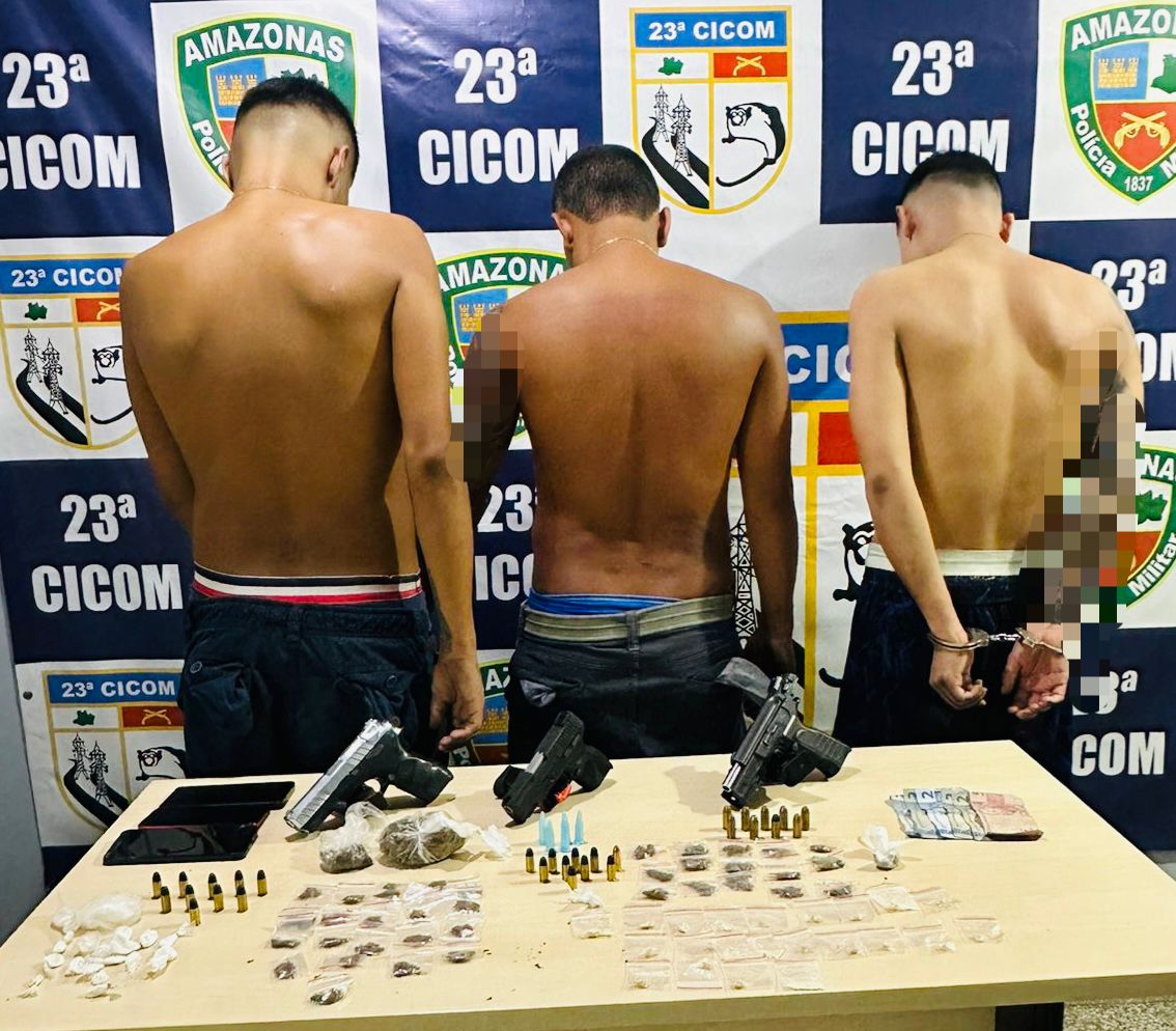 Trio é preso com pistolas e drogas em rua do bairro União 