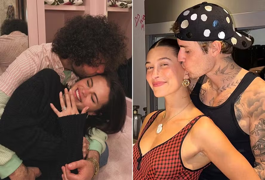 Hailey Bieber reage a noivado de Selena Gomez 