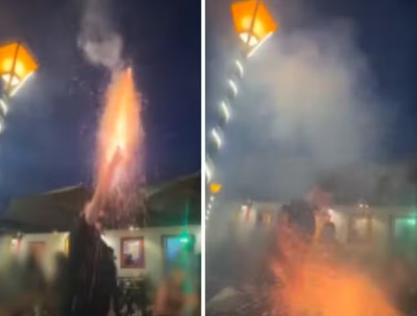Fogo de artifício explode em cima de jovem e atinge cinco pessoas