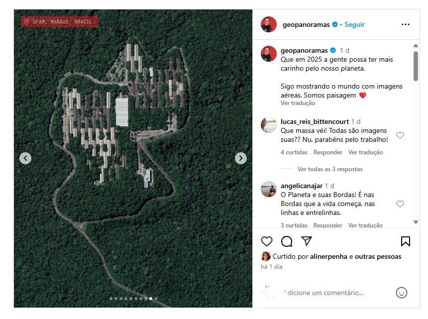 Imagem aérea da Ufam cercada de floresta é destaque em rede social