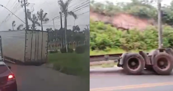 Baú de carreta se desprende no Distrito Industrial e causa congestionamento