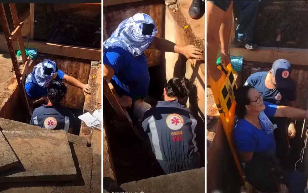 Mulher grita 10 minutos por socorro após cair em túmulo