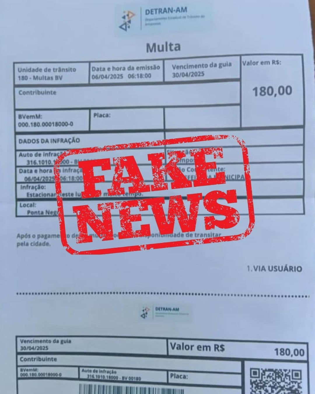 Prefeitura de Manaus alerta sobre multas falsas por infração de trânsito 