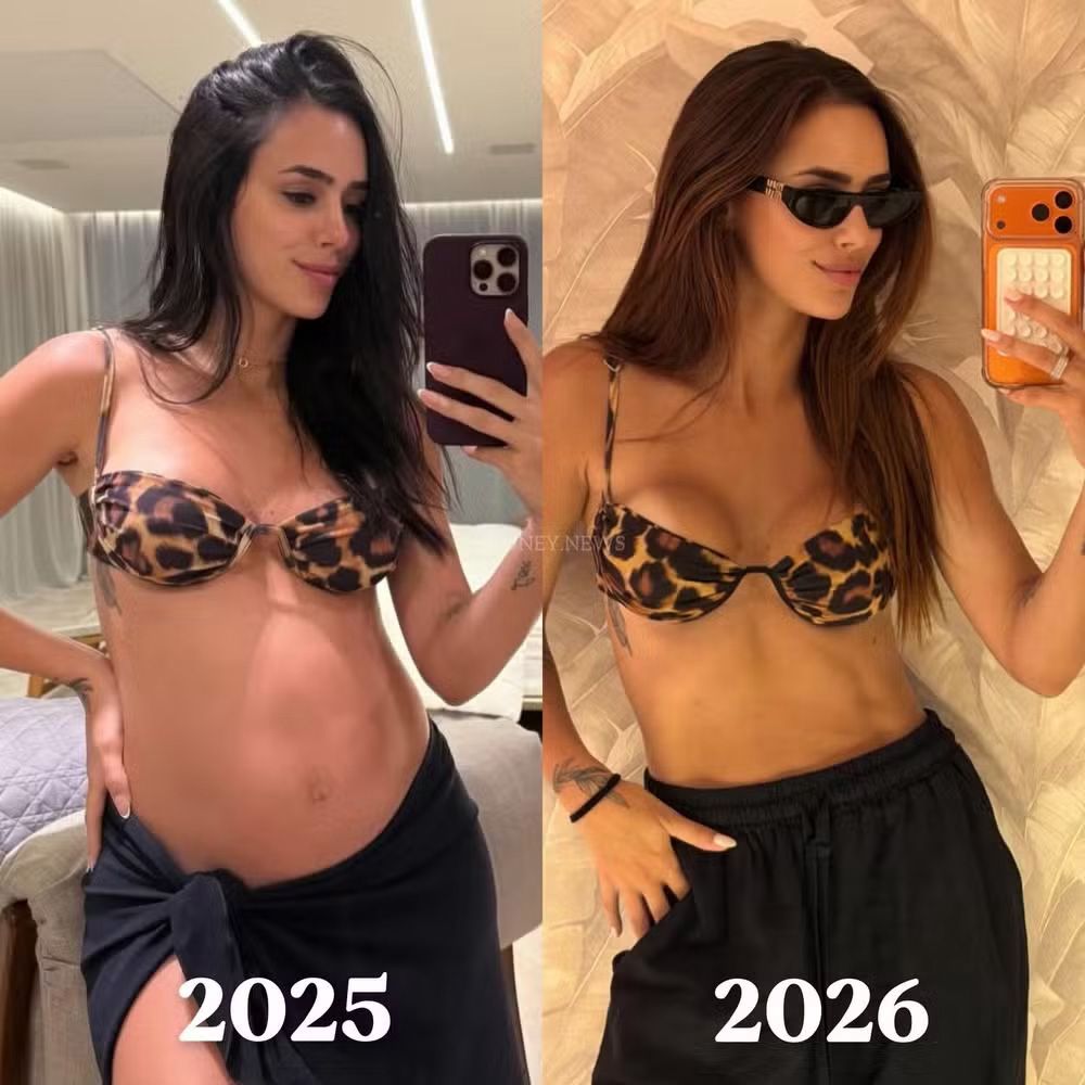 Bruna Biancardi mostra antes e depois de barriga 6 meses após parto